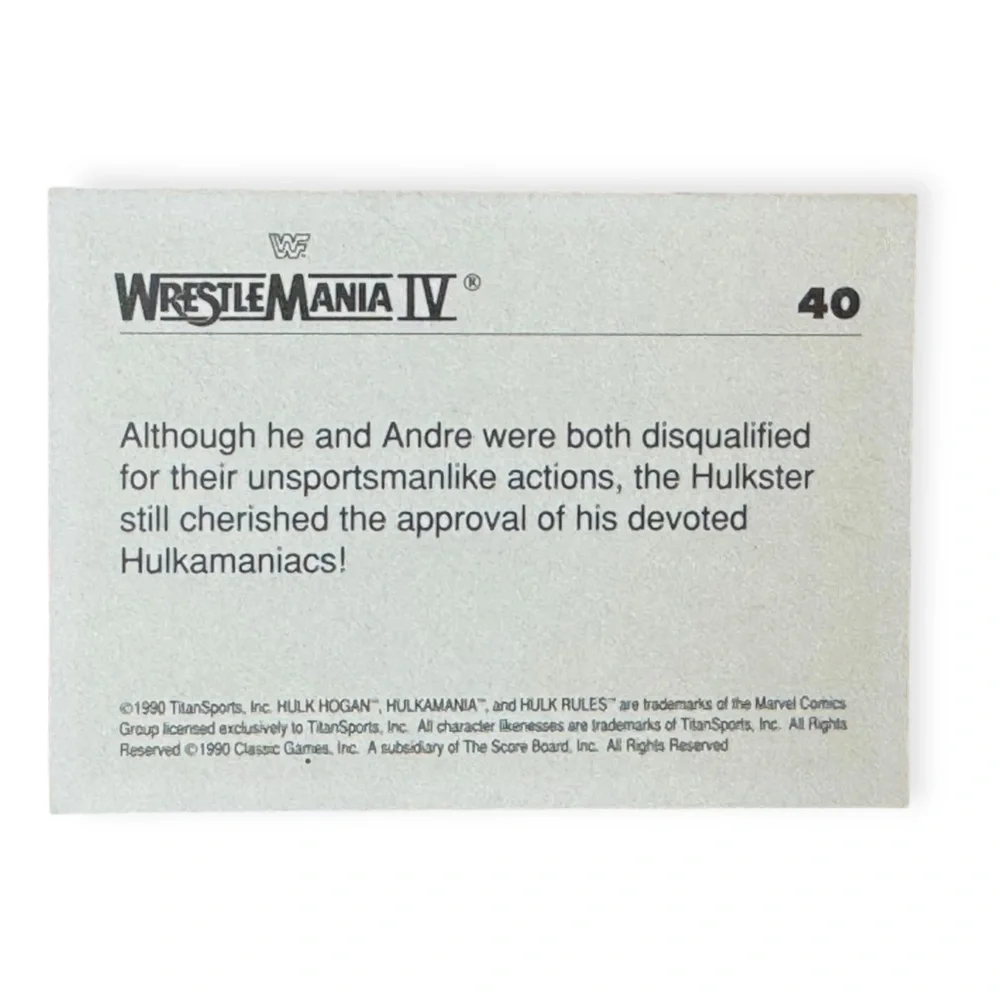 Topps 1990 Classic WrestleMania‎ Hulk Hogan Trading Card  #40